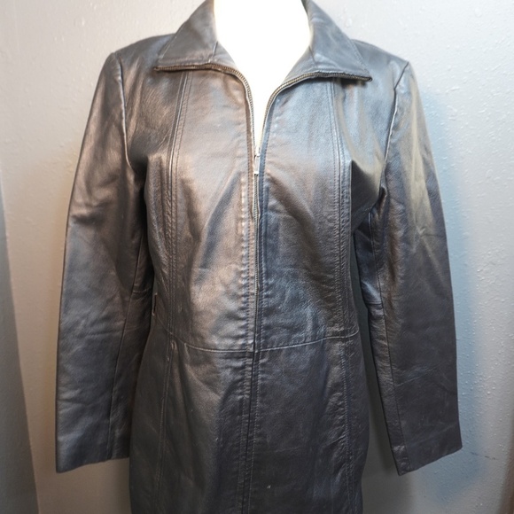 Sonoma Jackets & Blazers - Sonoma Jean Company Womens Black Genuine Leather Button Down Jacket Size Small